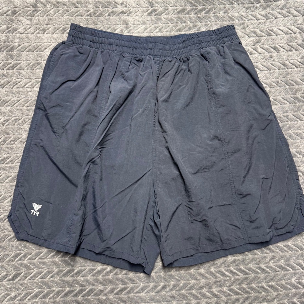 TYR Swim Trunks XL Navy Blue Excellent Mesh‎ Lined Athletic Shorts (1967)